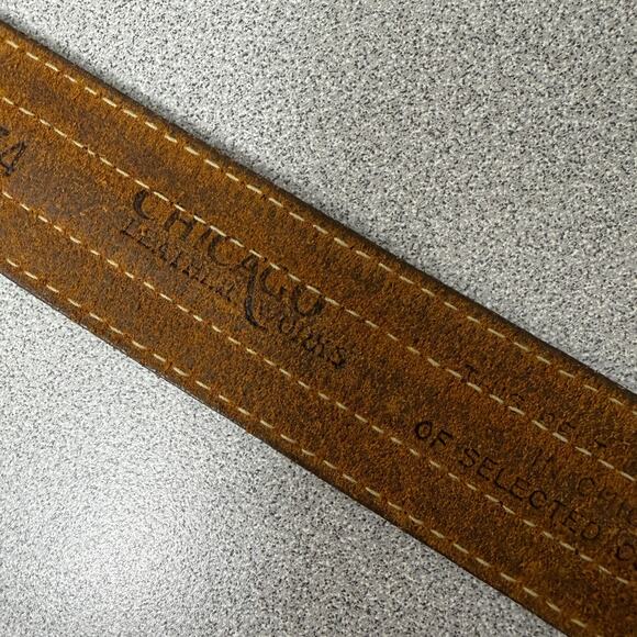 Chicago Leather Works Belt Mens 34 Distressed Classic Handmade 1.25" *No Buckle - Picture 7 of 10